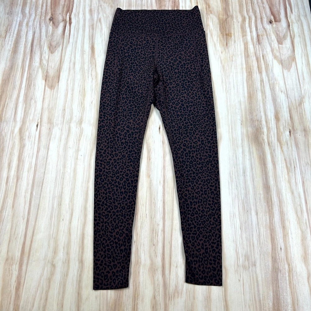Victoria's Secret Pink Leggings Womens Large Brown Leopard Print High Waist Yoga